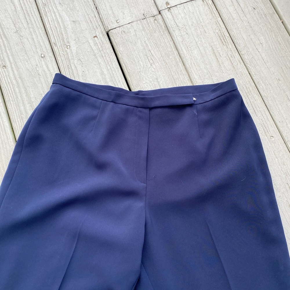 Kasper - Elegant Navy Wide-Leg High-rise Lined Pants, Size: 14P - Picture 3 of 7